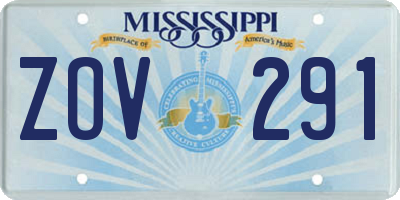 MS license plate ZOV291