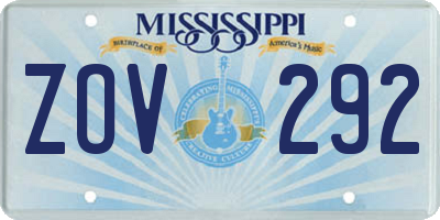 MS license plate ZOV292