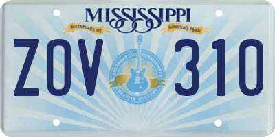 MS license plate ZOV310