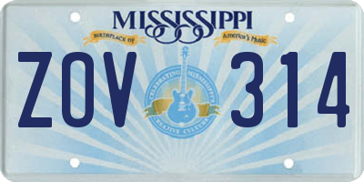 MS license plate ZOV314
