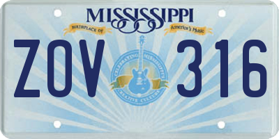 MS license plate ZOV316