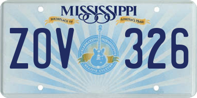 MS license plate ZOV326