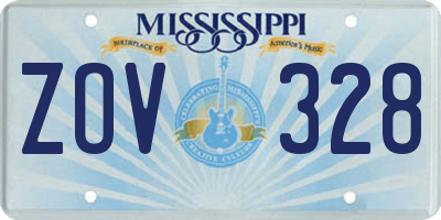 MS license plate ZOV328