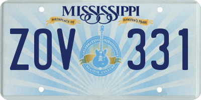 MS license plate ZOV331