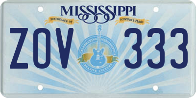 MS license plate ZOV333