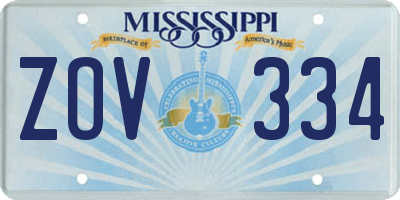 MS license plate ZOV334