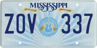 MS license plate ZOV337