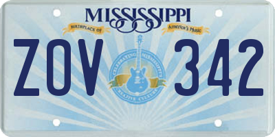 MS license plate ZOV342