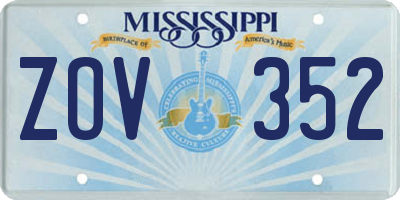 MS license plate ZOV352