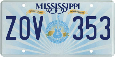 MS license plate ZOV353