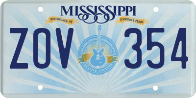 MS license plate ZOV354