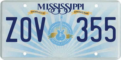 MS license plate ZOV355