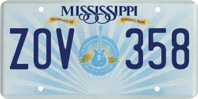 MS license plate ZOV358