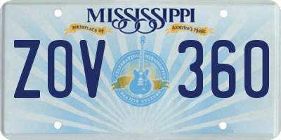MS license plate ZOV360