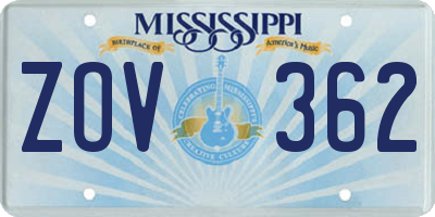 MS license plate ZOV362
