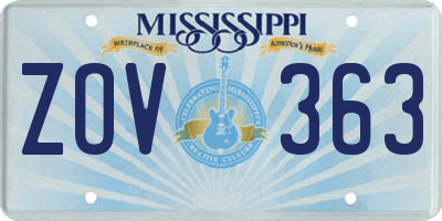 MS license plate ZOV363