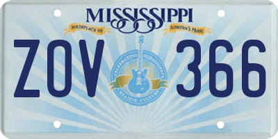 MS license plate ZOV366