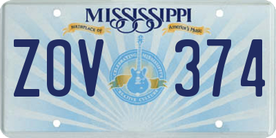 MS license plate ZOV374