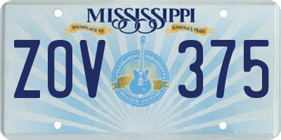 MS license plate ZOV375