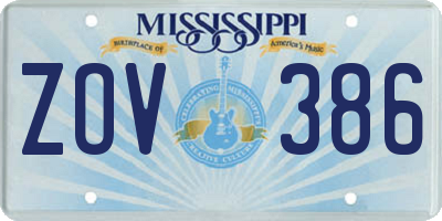 MS license plate ZOV386