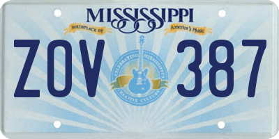 MS license plate ZOV387