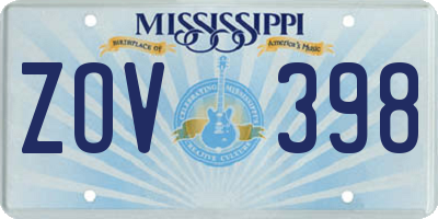 MS license plate ZOV398