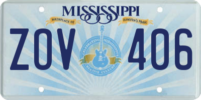 MS license plate ZOV406