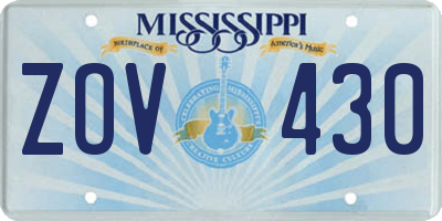 MS license plate ZOV430