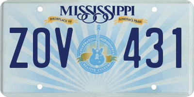MS license plate ZOV431