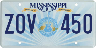 MS license plate ZOV450