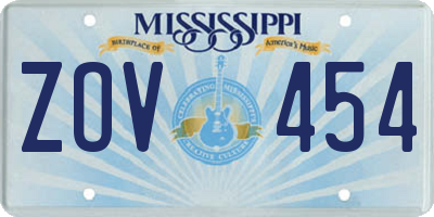 MS license plate ZOV454
