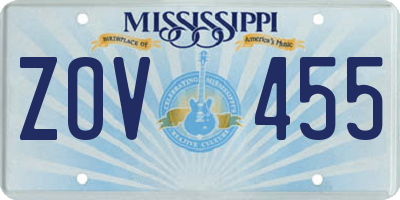 MS license plate ZOV455