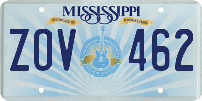 MS license plate ZOV462