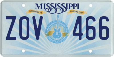 MS license plate ZOV466