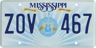 MS license plate ZOV467