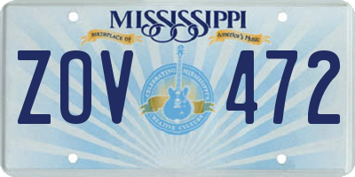 MS license plate ZOV472