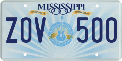 MS license plate ZOV500