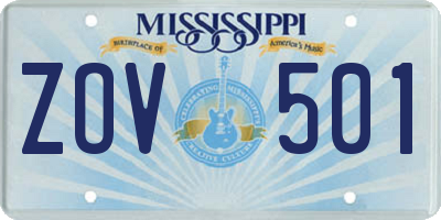 MS license plate ZOV501