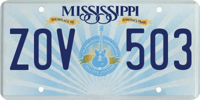 MS license plate ZOV503
