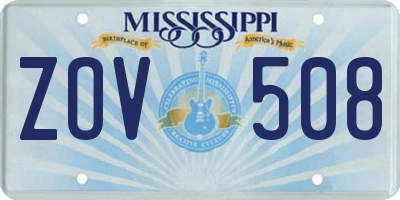 MS license plate ZOV508