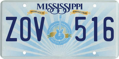 MS license plate ZOV516