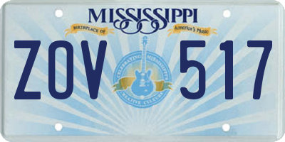 MS license plate ZOV517