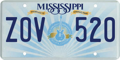 MS license plate ZOV520