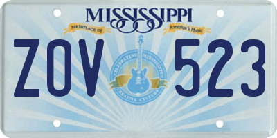 MS license plate ZOV523