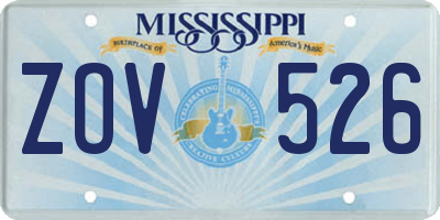 MS license plate ZOV526