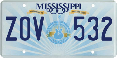 MS license plate ZOV532