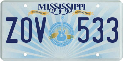 MS license plate ZOV533