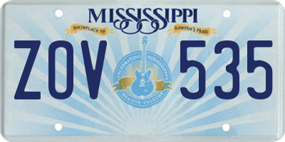 MS license plate ZOV535