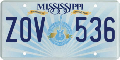 MS license plate ZOV536