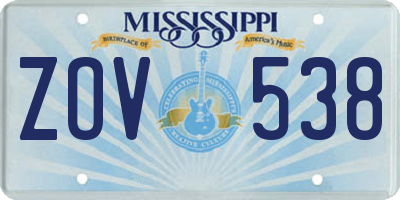 MS license plate ZOV538